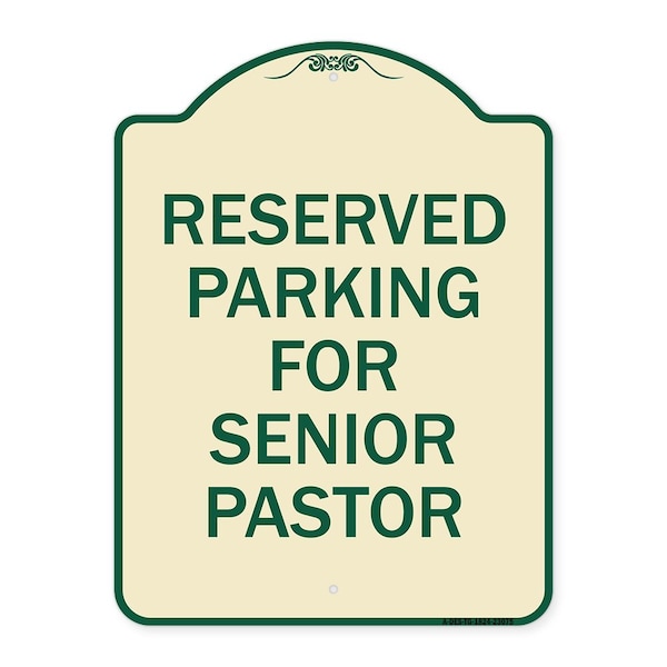 Signmission Reserved Parking for Senior Pastor Heavy-Gauge Aluminum Architectural Sign, 24" x 18", TG-1824-23075 A-DES-TG-1824-23075 - main